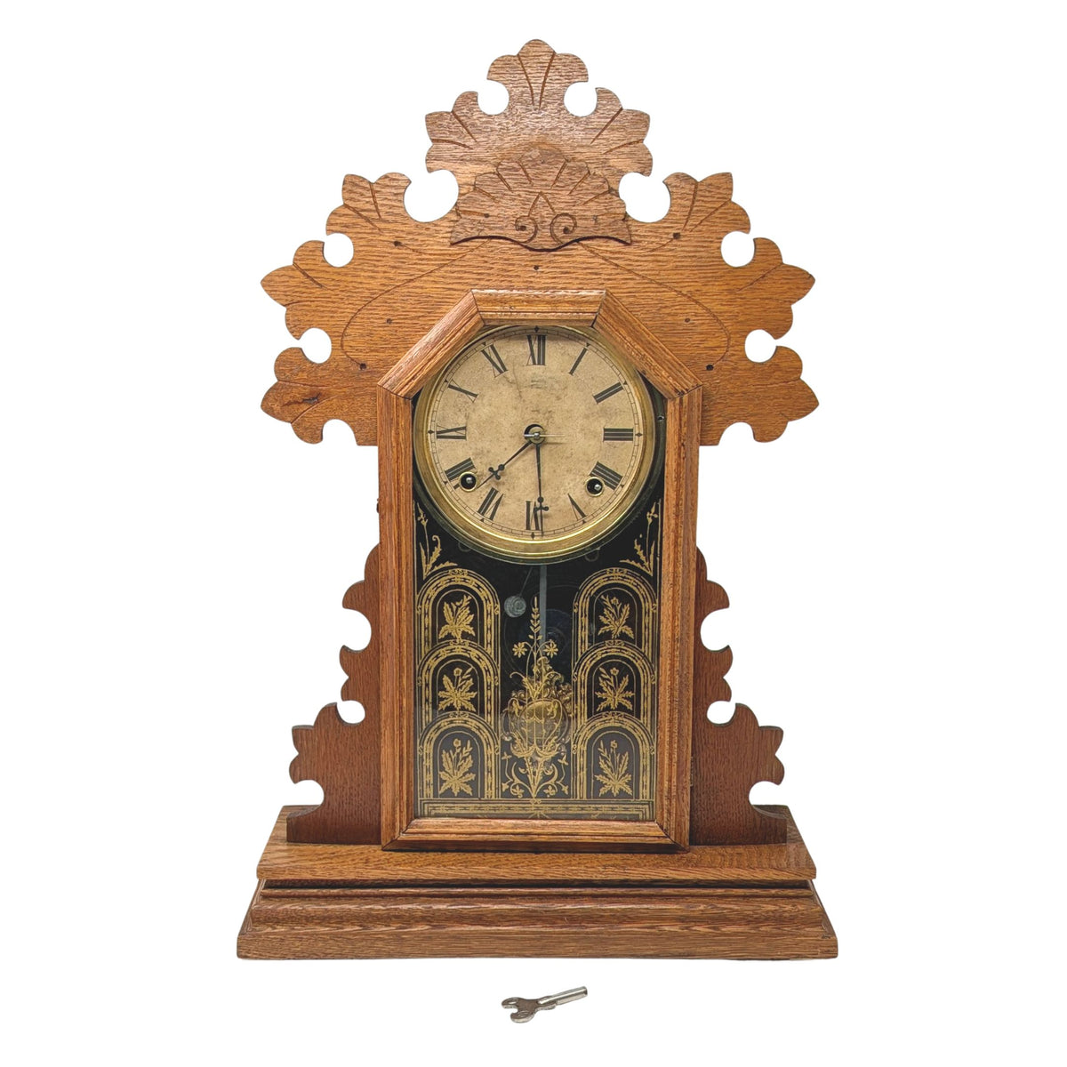 Ingraham “Lily” 8-Day Gingerbread Oak Kitchen Clock
