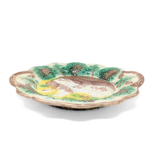 Arsenal 1880’s Majolica Pottery Farm Dog Plate