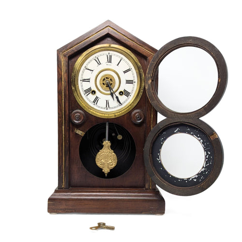 New Haven 1880 Tuscan 1-Day Rosewood Mantle Clock