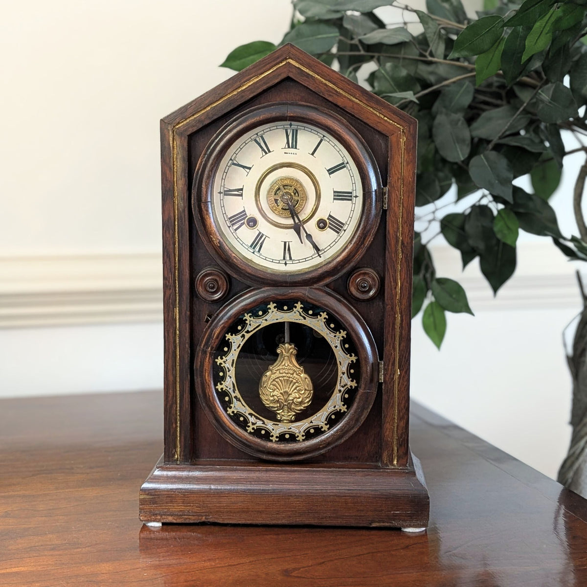 New Haven 1880 Tuscan 1-Day Rosewood Mantle Clock