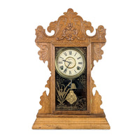 Ingraham 1880’s Oak 8-Day Gingerbread Kitchen Clock