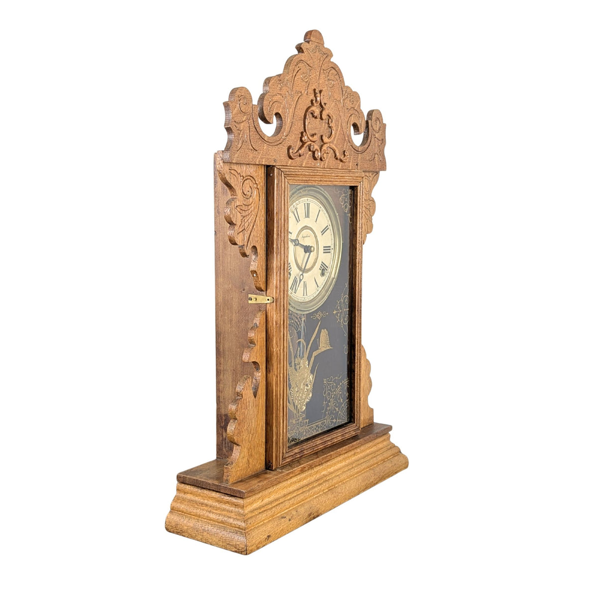 Ingraham 1880’s Oak 8-Day Gingerbread Kitchen Clock