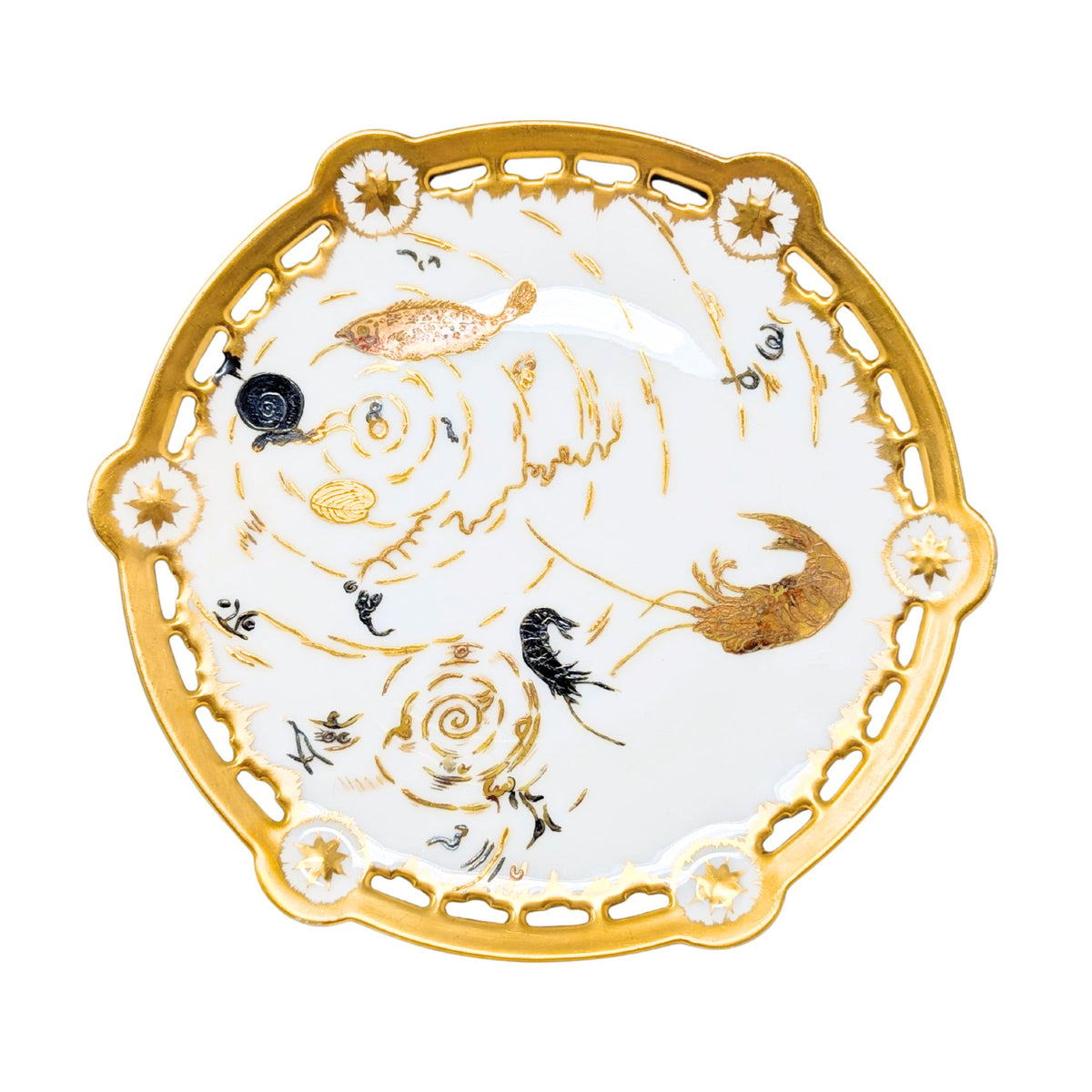 Elite Works Limoges Bawo & Dotter Gold Decorated Sealife Plates (10)