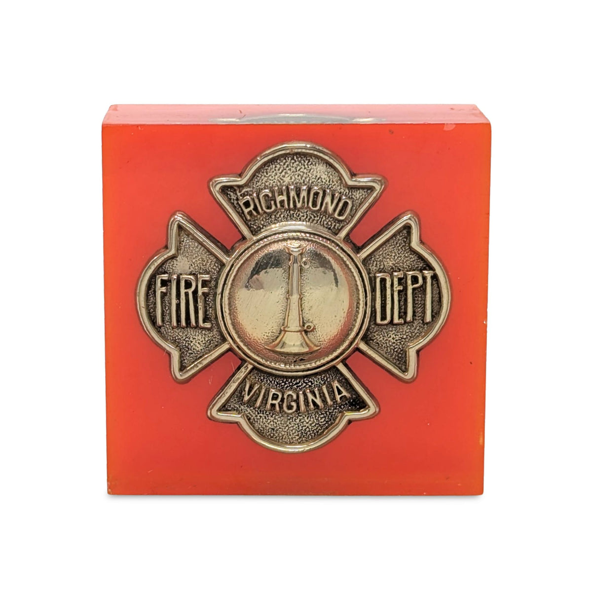 Richmond Virginia Vintage Fire Department Breast Badge Acrylic Paper Weight