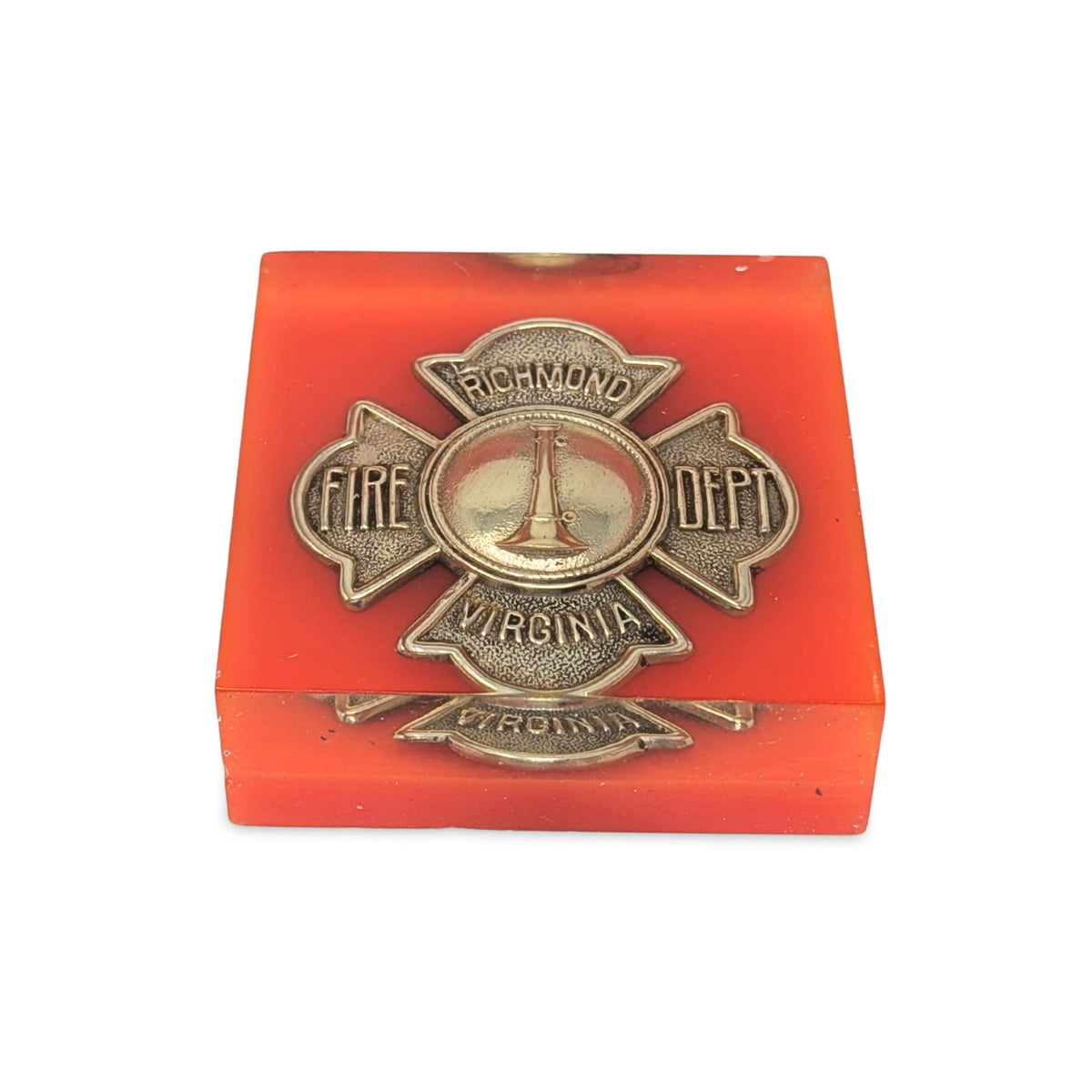 Richmond Virginia Vintage Fire Department Breast Badge Acrylic Paper Weight