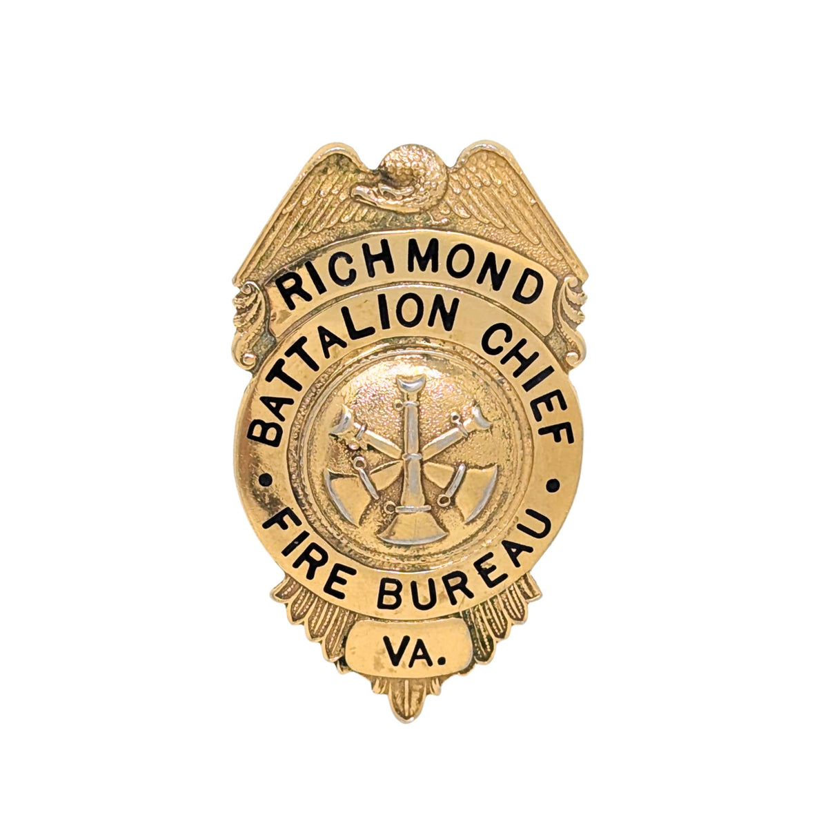 Richmond VA Obsolete Vintage Fire Bureau Battalion Chief Badge