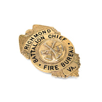 Richmond VA Obsolete Vintage Fire Bureau Battalion Chief Badge