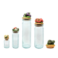 Horchow Vintage Set of 4 Vegetable Kitchen Canisters/Jars & Additional Lid