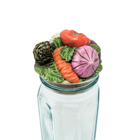 Horchow Vintage Set of 4 Vegetable Kitchen Canisters/Jars & Additional Lid