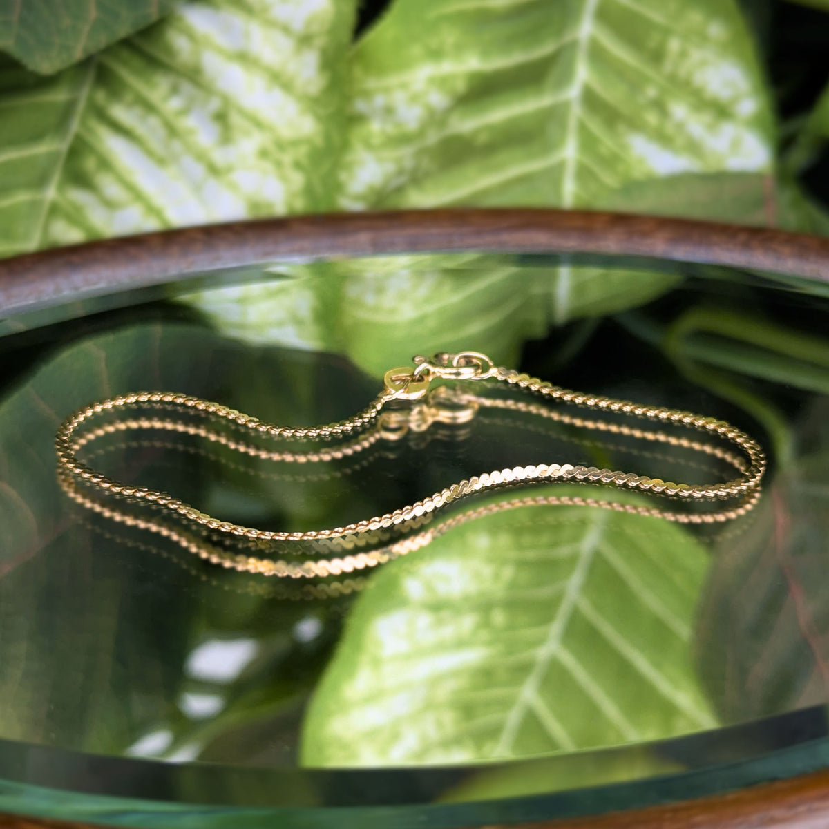 Italian 13K Gold 1.2mm 7” Serpentine Bracelet