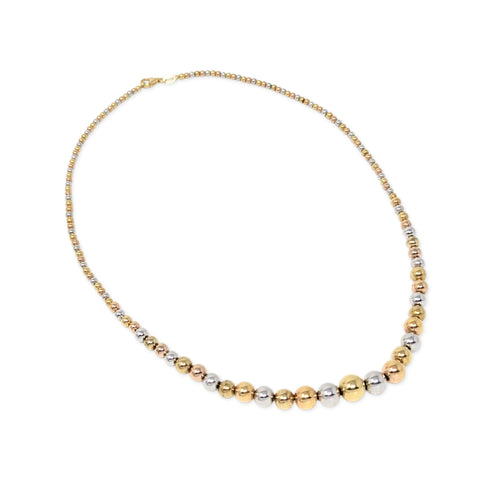 Vaschieri 17K Tri-Color Gold Graduated 18” Bead Necklace