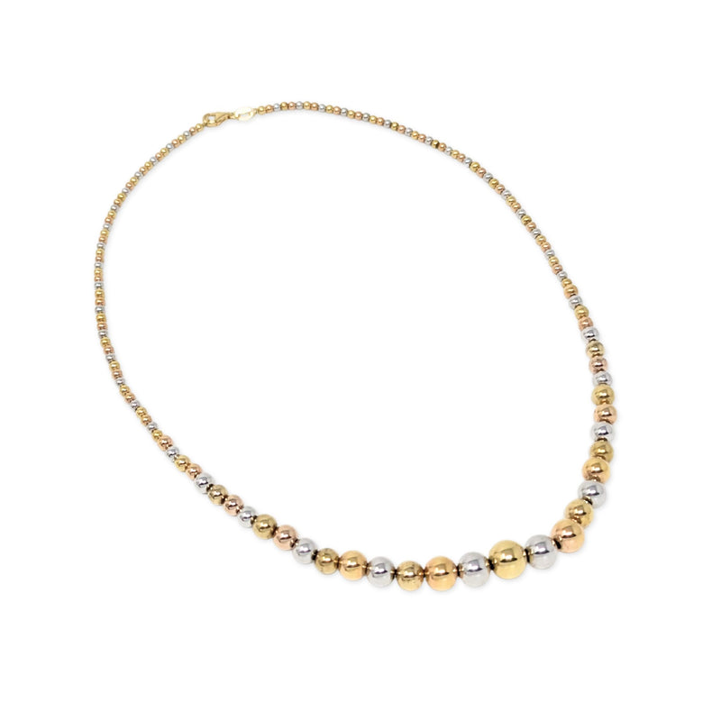 Vaschieri 17K Tri-Color Gold Graduated 18” Bead Necklace