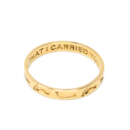 10K Gold "Footprints in the Sand" Band Inscribed "It was then that I carried you"
