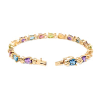 13K Gold Multi-Gemstone 6 3/4” Rainbow Tennis Bracelet