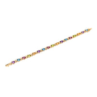 13K Gold Multi-Gemstone 6 3/4” Rainbow Tennis Bracelet