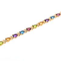 13K Gold Multi-Gemstone 6 3/4” Rainbow Tennis Bracelet