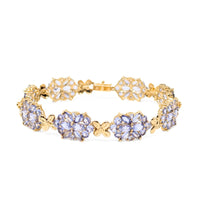 10K Gold Violet Iolite 7 1/4" Floral Cluster Bracelet
