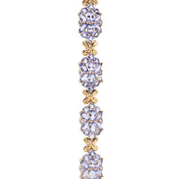 10K Gold Violet Iolite 7 1/4" Floral Cluster Bracelet