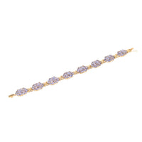 10K Gold Violet Iolite 7 1/4" Floral Cluster Bracelet
