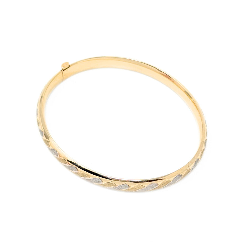 Michael Anthony 13K 6.2mm Two Toned Brushed Hinged Bangle Bracelet