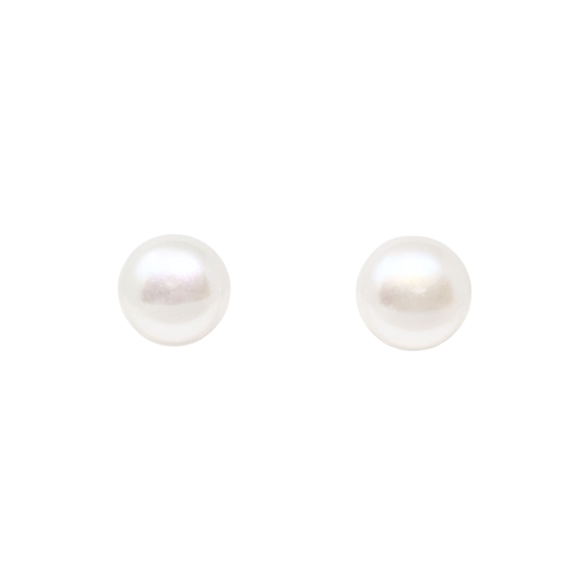 14K Gold 7.5mm Button Pearl Stud Earrings