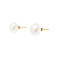 14K Gold 7.5mm Button Pearl Stud Earrings