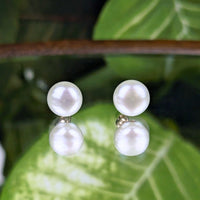 14K Gold 7.5mm Button Pearl Stud Earrings