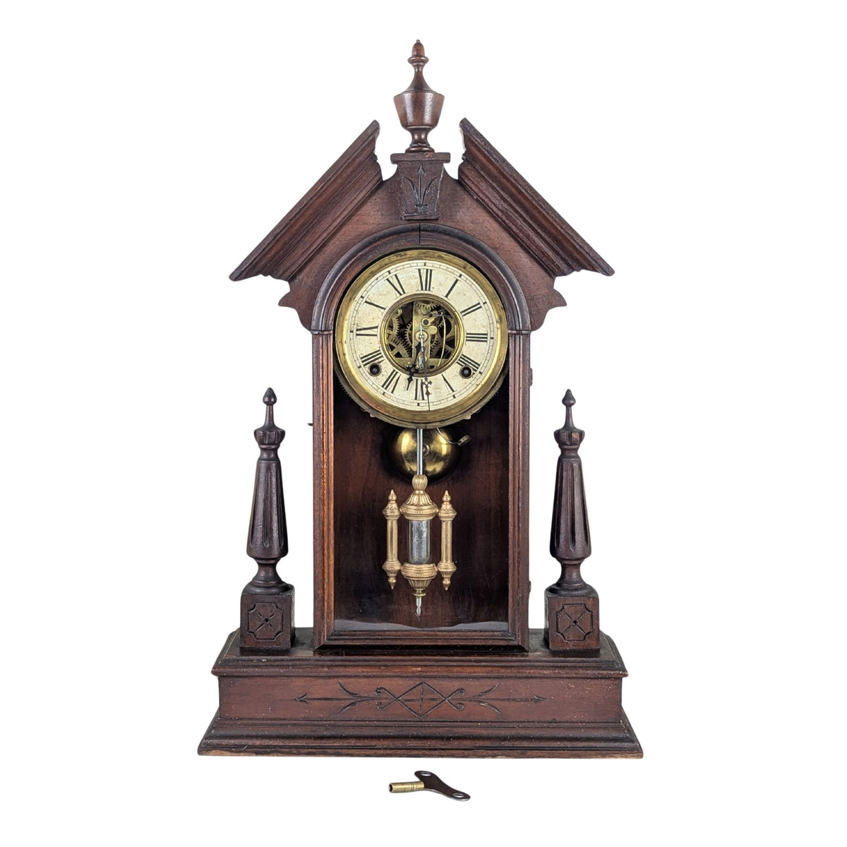 E. N. Welch Antique 8-Day Gothic Steeple Mantle Clock