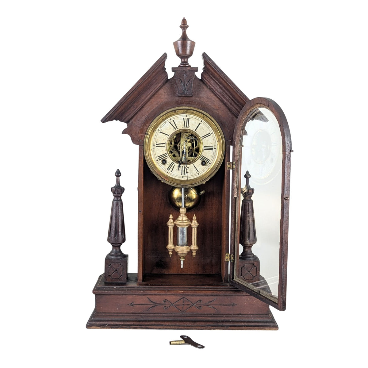 E. N. Welch Antique 8-Day Gothic Steeple Mantle Clock