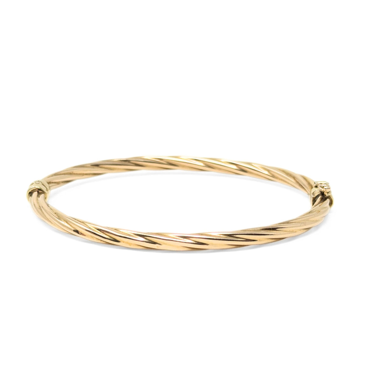 Unoaerre Italian 14K Gold Twisted Hinged Bangle Bracelet