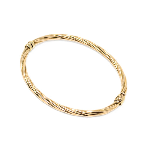 Unoaerre Italian 14K Gold Twisted Hinged Bangle Bracelet