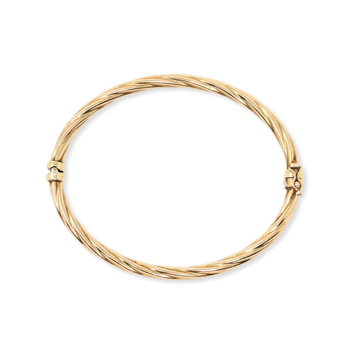 Unoaerre Italian 14K Gold Twisted Hinged Bangle Bracelet