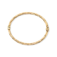 Unoaerre Italian 14K Gold Twisted Hinged Bangle Bracelet