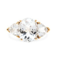 14K Gold White Gemstone Cocktail Ring - Size 7.75