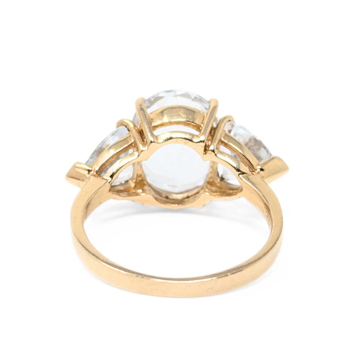 14K Gold White Gemstone Cocktail Ring - Size 7.75