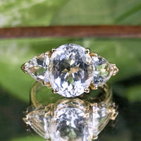 14K Gold White Gemstone Cocktail Ring - Size 7.75