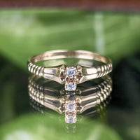 Antique 10K Gold Art Deco Two Diamond Ring - Size 5.25