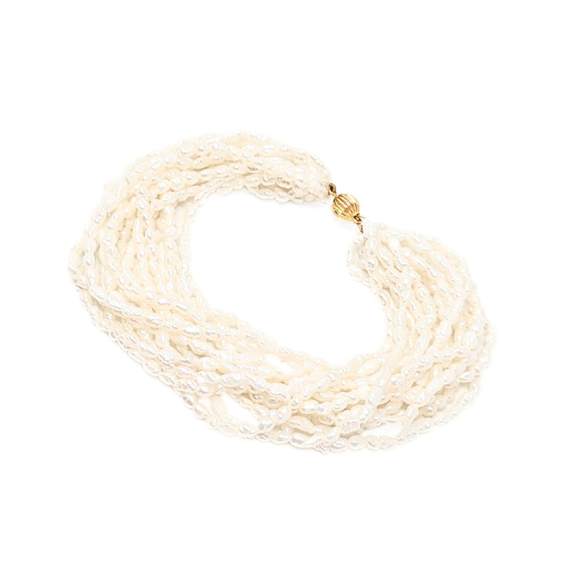 14K Gold Multi-Strand 7" Pearl Bracelet