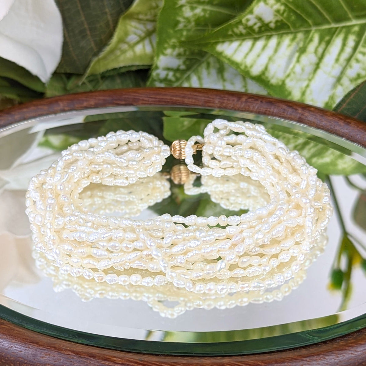 14K Gold Multi-Strand 7" Pearl Bracelet