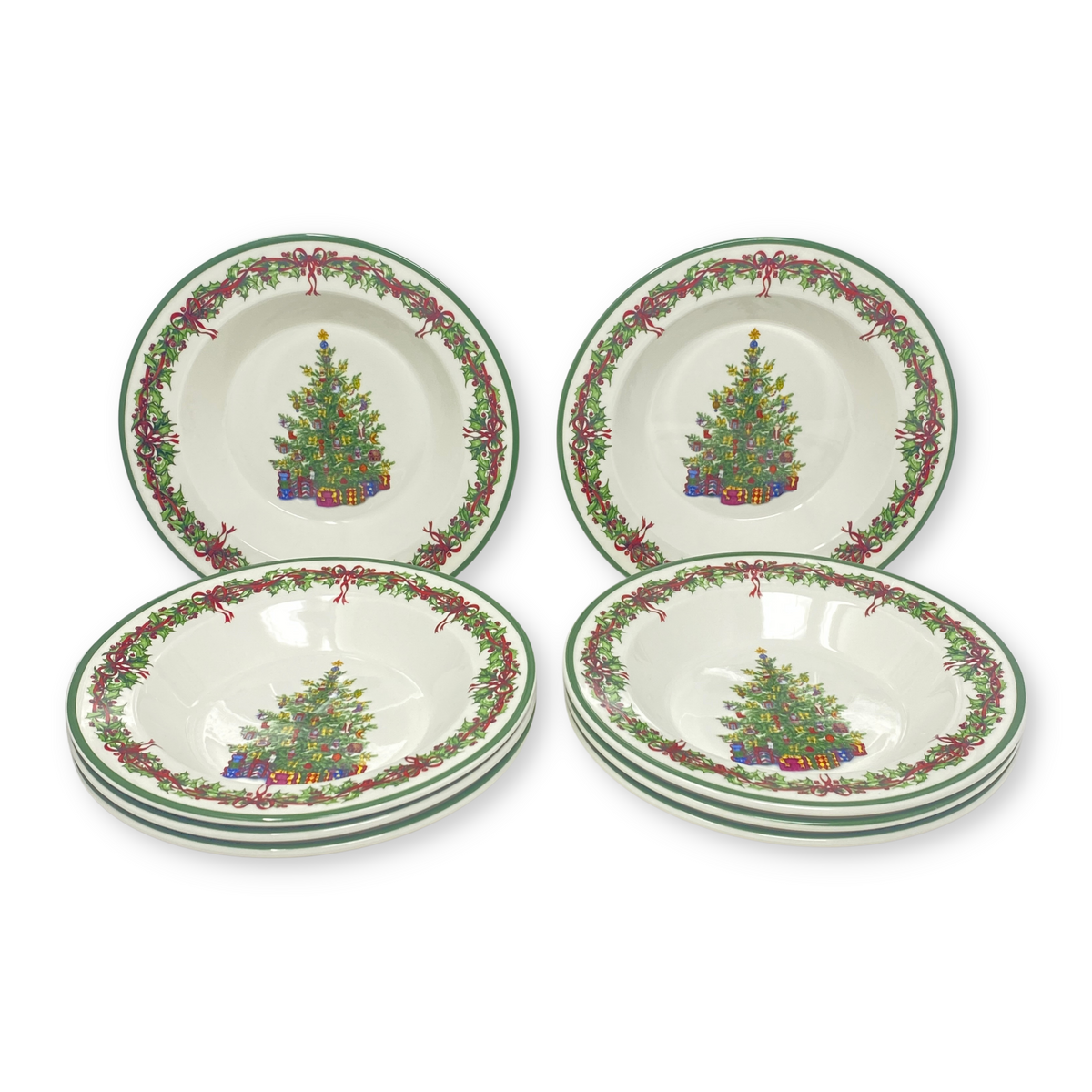 Christopher Radko Traditions "Holiday Celebrations" 9" Rimmed Soup Bowls (8)