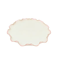 Ott & Brewer American Belleek 8" Plate With Pink Ruffled Edge