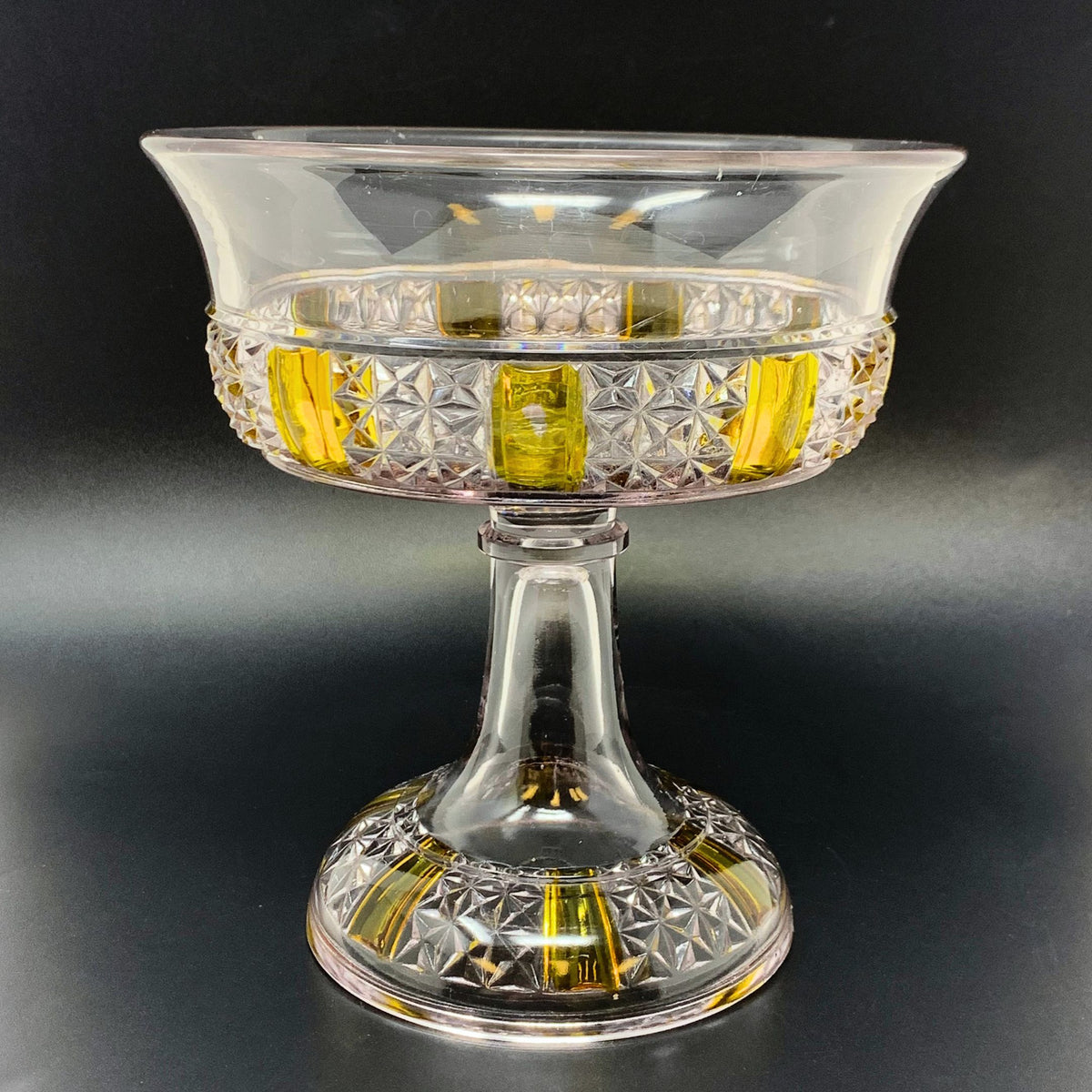 EAPG Yellow Paneled 7" Compote c. 1885-1910