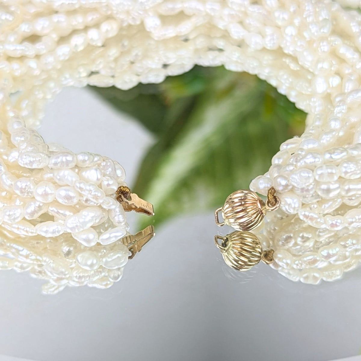 14K Gold Multi-Strand 7" Pearl Bracelet