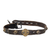 Antique 1921 Virginia Leather & Brass Spiked/Studded Dog Collar With Tags