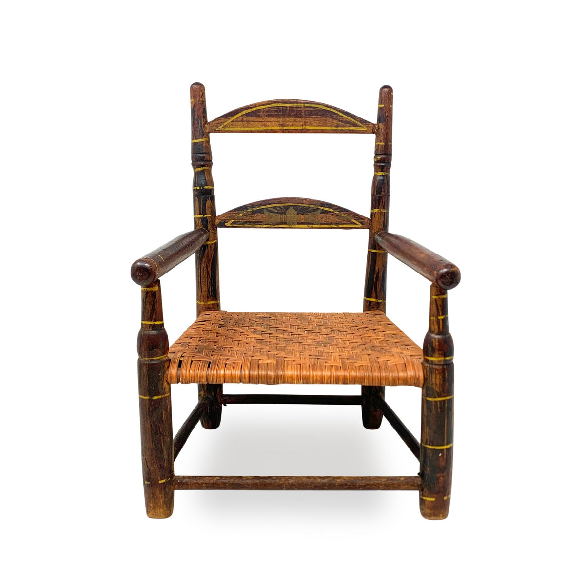 Miniature 19th Century Grain-Painted Woven-Bottom Chair