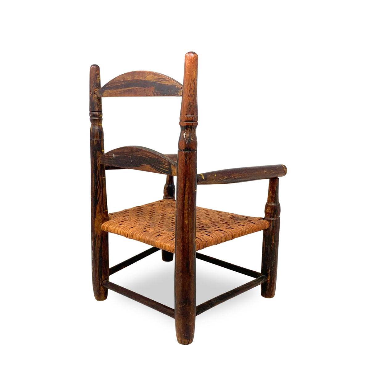 Miniature 19th Century Grain-Painted Woven-Bottom Chair