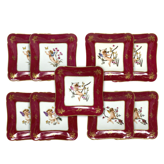 CFH/ GDM Limoges France Cherub/ Fairy Cabinet Plates (9)