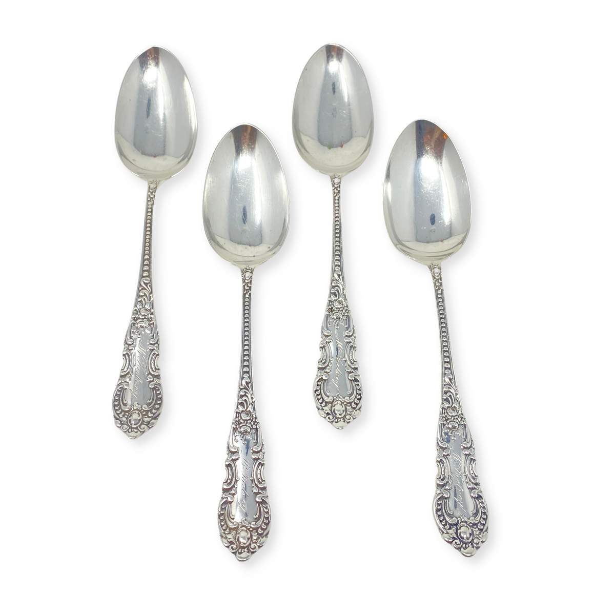 L. Sunderlin & Co. Sterling Silver Monogrammed Antique Serving Spoons (4)