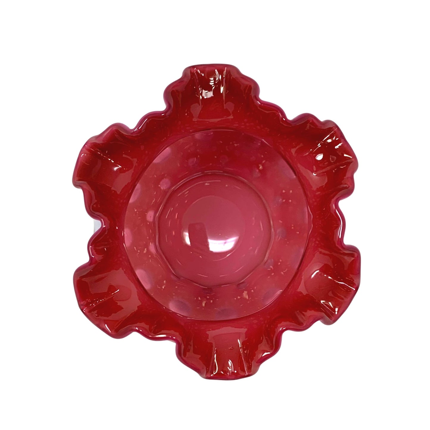 Fenton Cranberry Double Ruffled Coin Spot 5" Vase