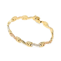 Damas Dubai 18K Tri-Color Gold 8.4mm 7” Fancy Link Bracelet